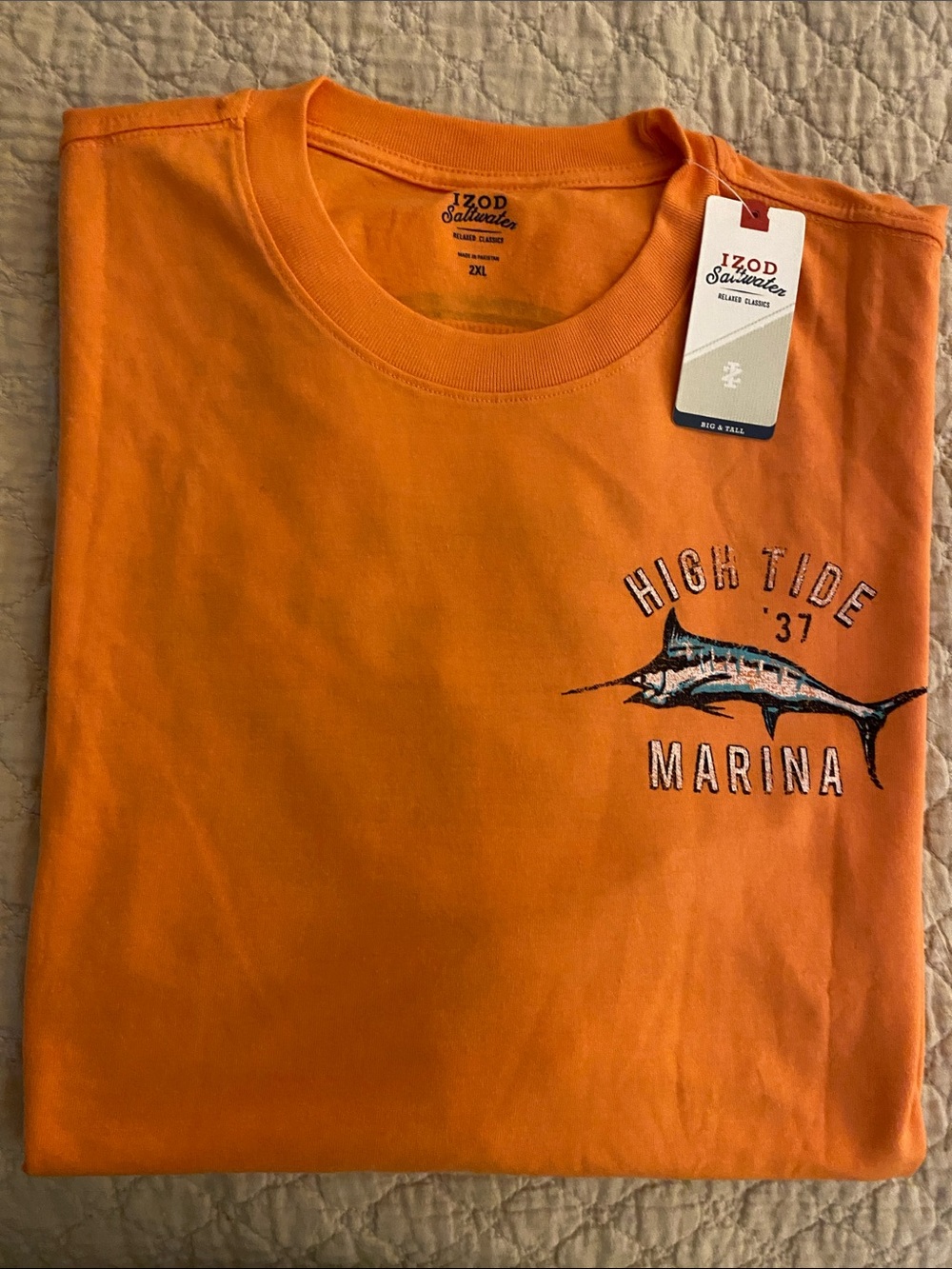 Izod Saltwater Orange High Tide Marina Graphic Short Sleeve Tee